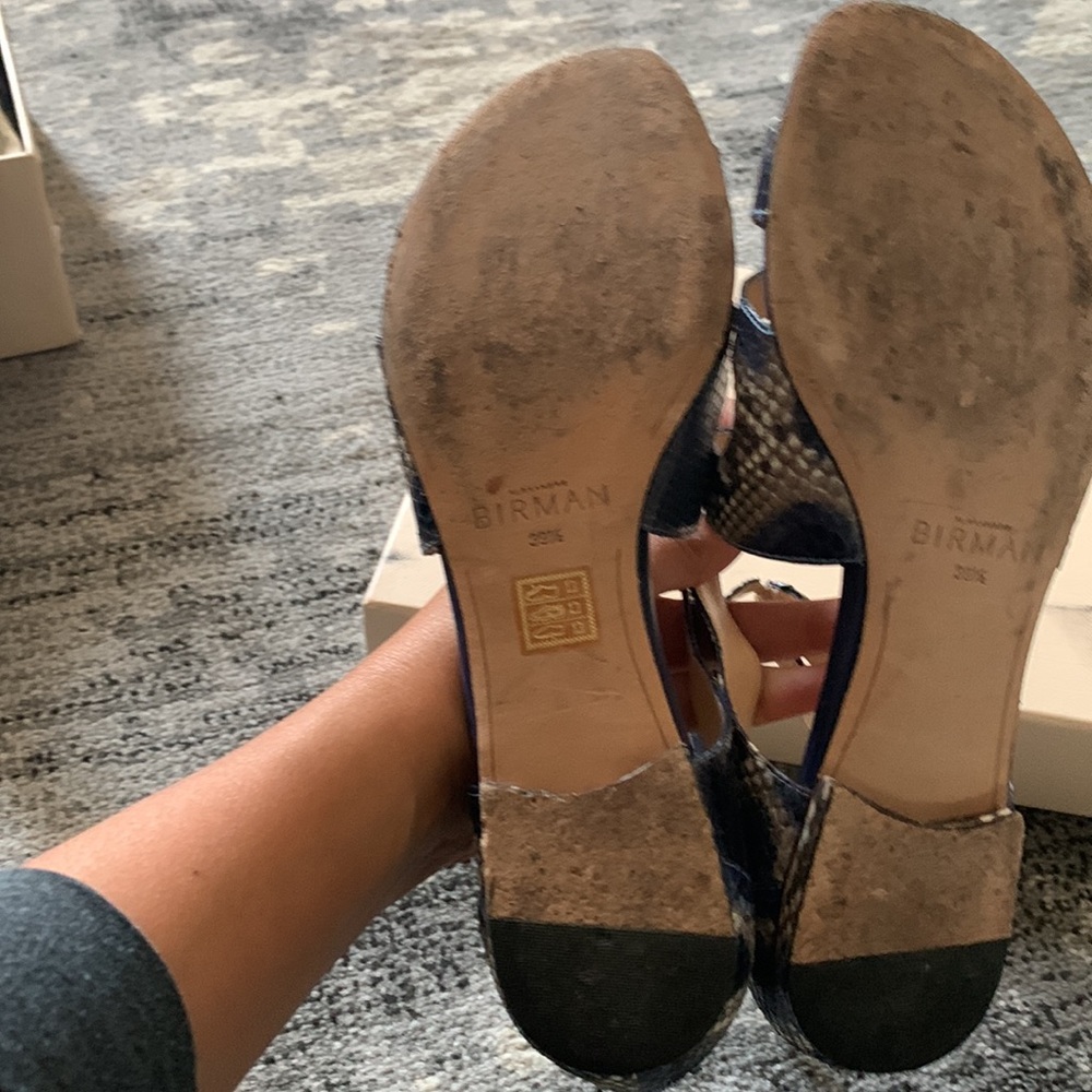 Blue/Gray Ankle Python Birman Flat Cage Sandal. - image 4